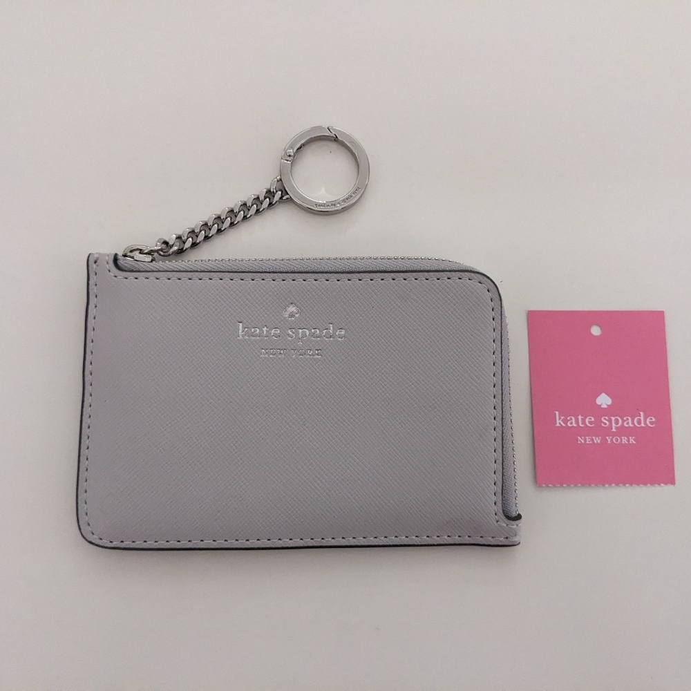 EUC! Kate Spade New York Schuyler L Zip Leather Wallet In Light Gray